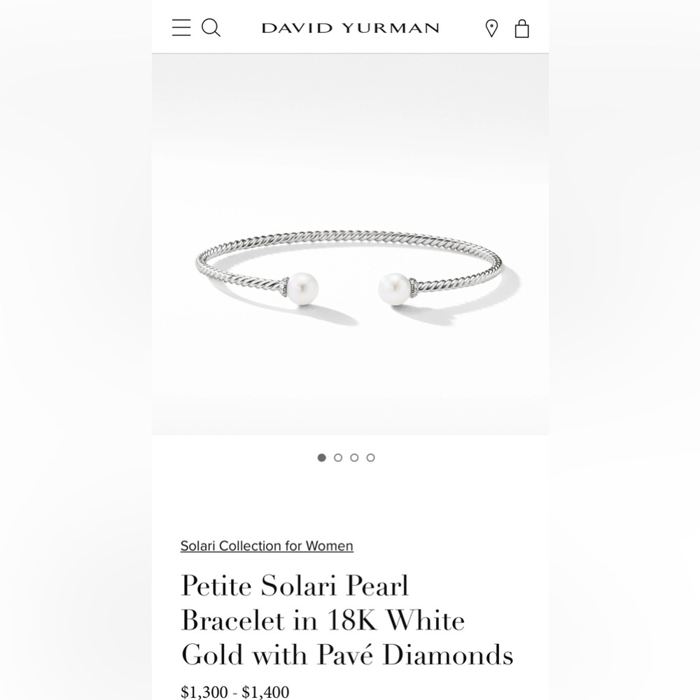David Yurman Sterling Silver, diamond and pearl cuff bracelet